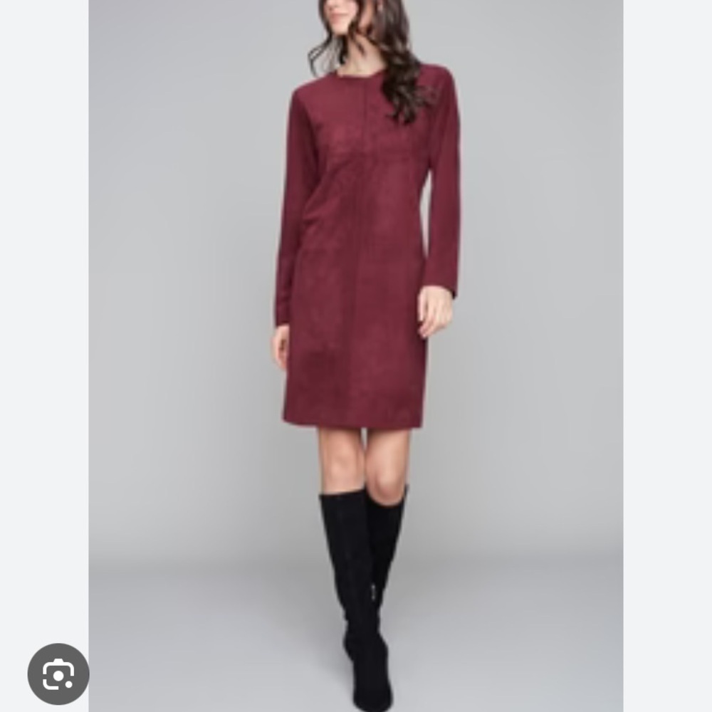 Soft Surroundings Red Long Sleeve Dress women 1X vegan suede event soft stretchy